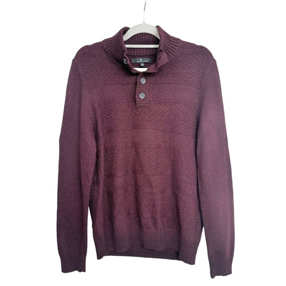 Marc Anthony Other - Marc Anthony Textured 1/4 Button Pullover Burgandy Sweater Size Large Textured